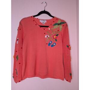 VTG Jack B. Quick Embellished Beachy Sweater Grannycore M